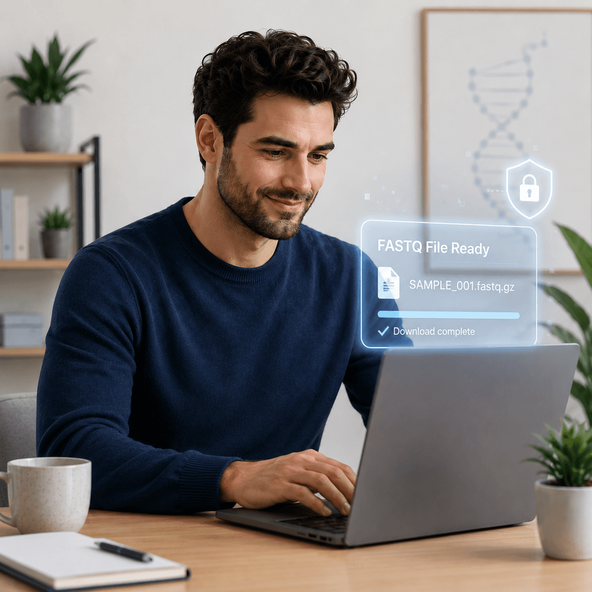 Person exploring their genomic data on a laptop